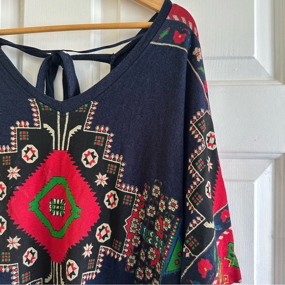 Desigual Paolina Tribal Print Dolman Sleeve Blouse Boho Top Artsy Sz Med - Picture 4 of 6